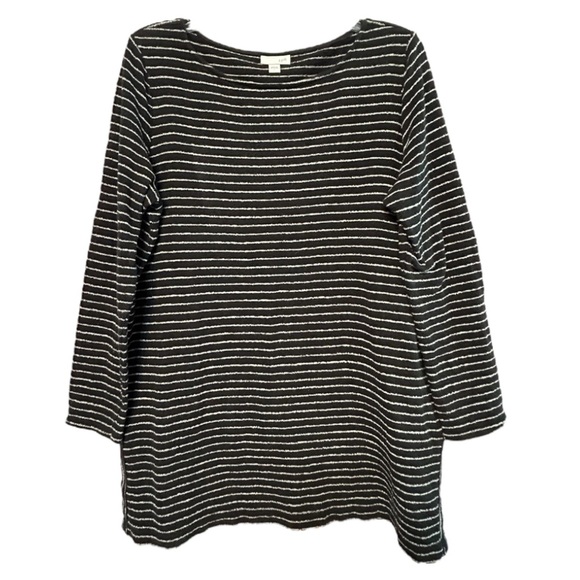 J. Jill Black and White Striped textured sweater tunic - Picture 3 of 7